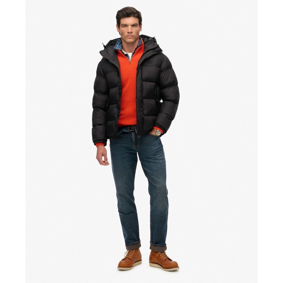 Doudoune Noire à Capuche noir, SUPERDRY