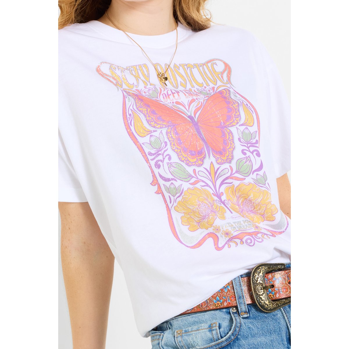 T-shirt ample à motif papillon blanc, JOE BROWNS