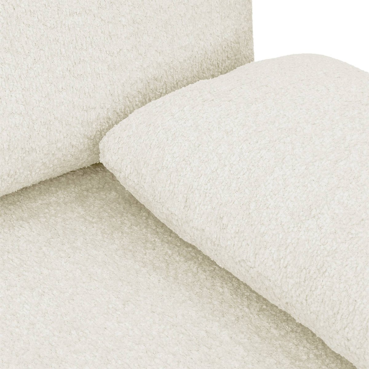 Banquette convertible 3 places bouclette avec coffre NELSON blanc cassé, SWEEEK