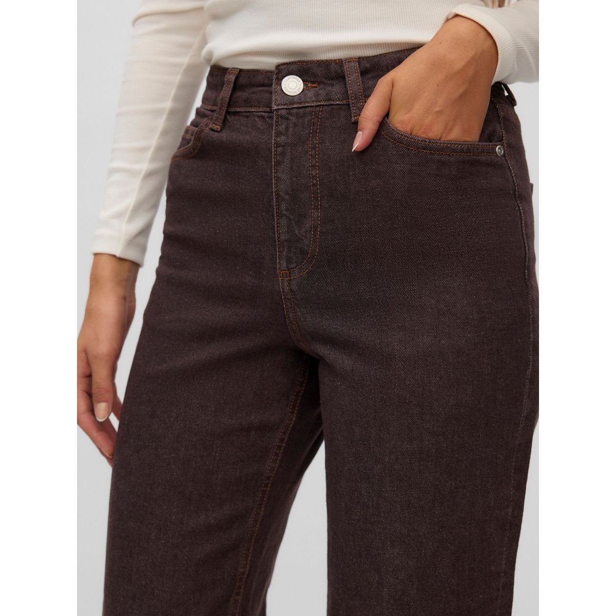Jean À Coupe Large marron - brown denim, VERO MODA