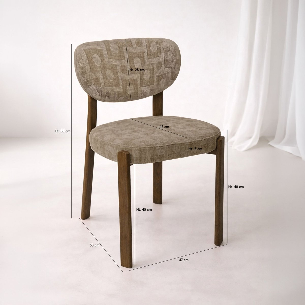 Lot de 2 chaises pied bois et tissu, SUZIE taupe, NOW'S HOME