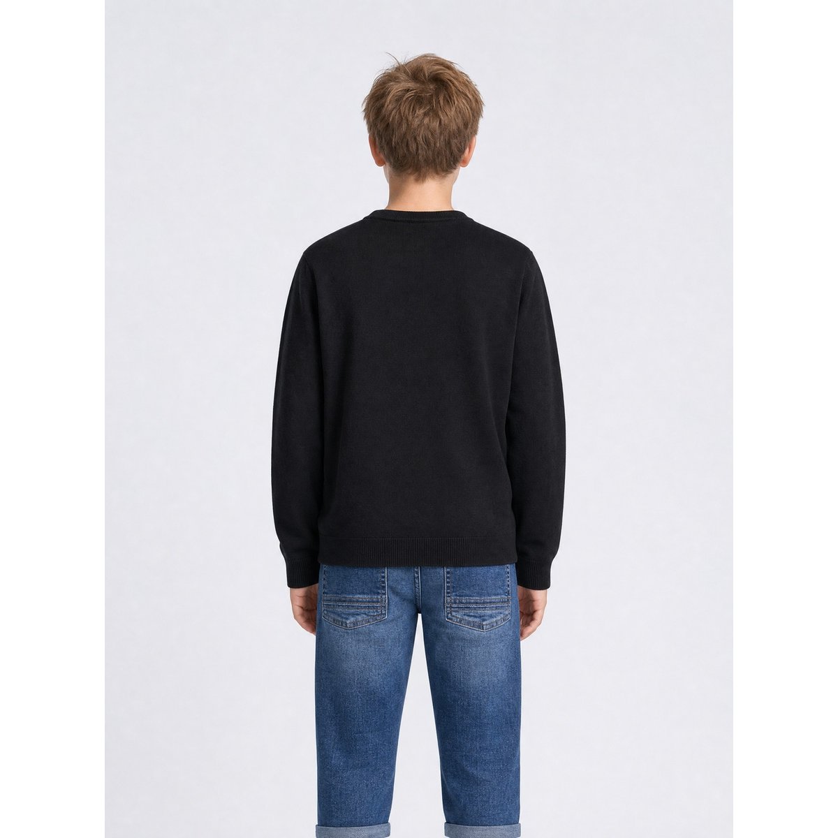 Pull col rond en maille fine millshore noir black, PETROL INDUSTRIES