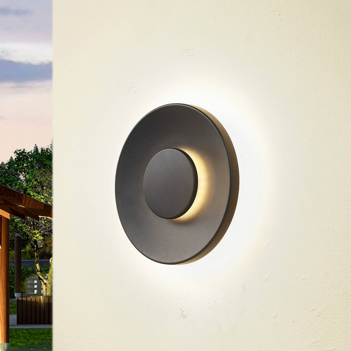 Applique extérieure en aluminium moderneLED noir, LUCANDE