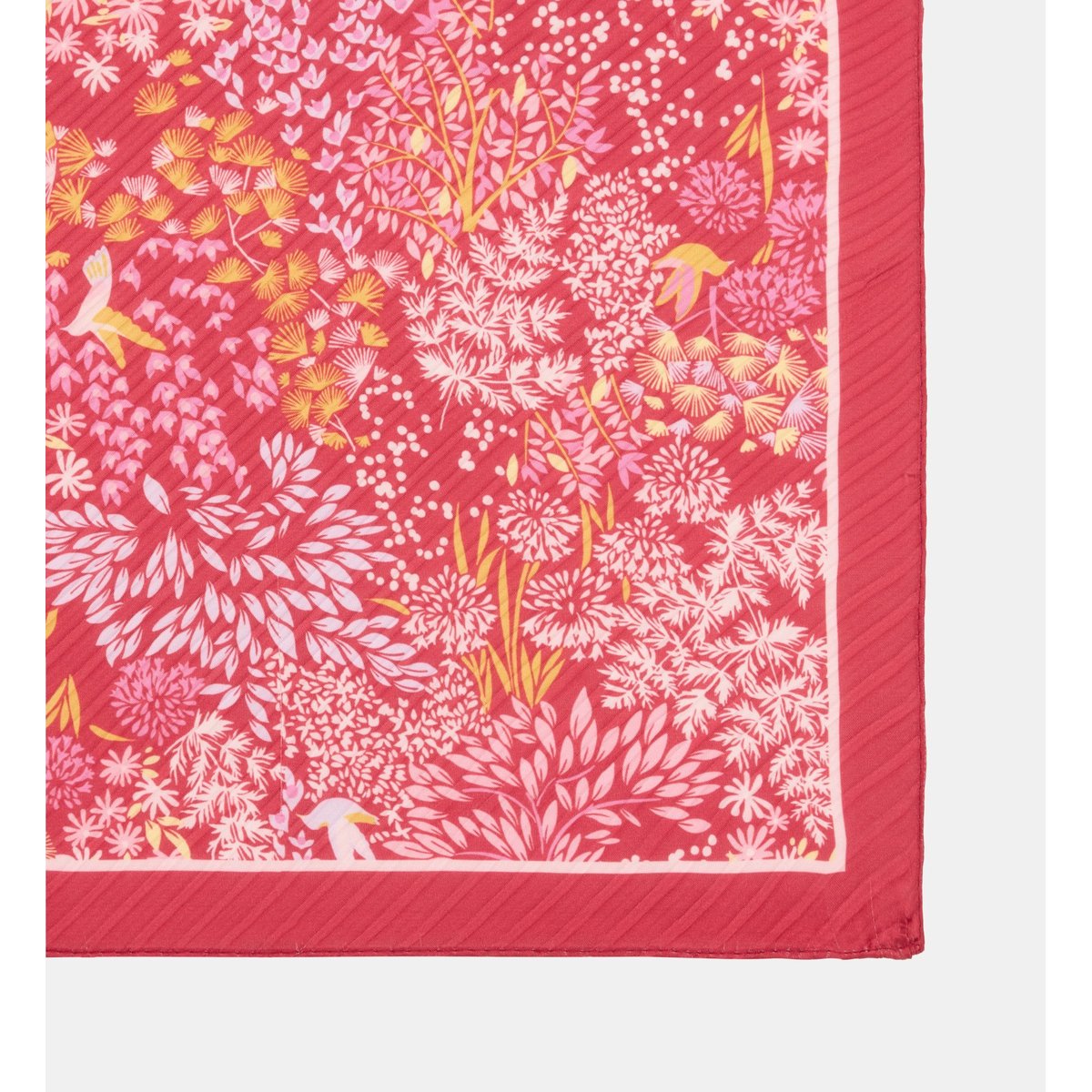 Carré lavina plissé à motif floral rouge, GALERIES LAFAYETTE