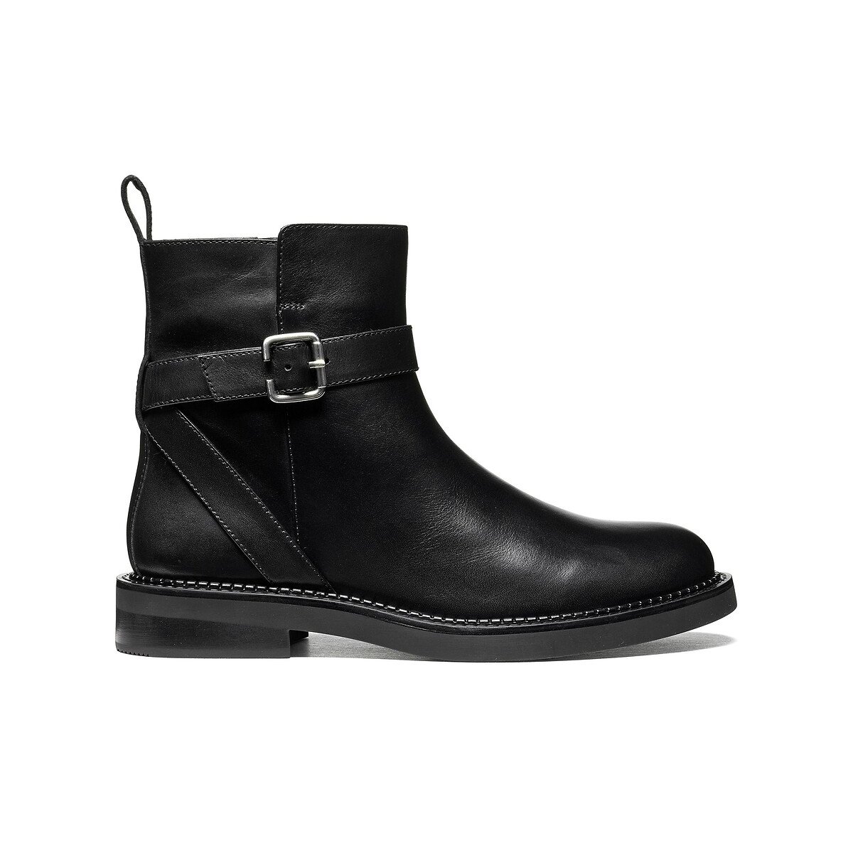 Bottines zippées en cuir, SERILDA noir, GEOX
