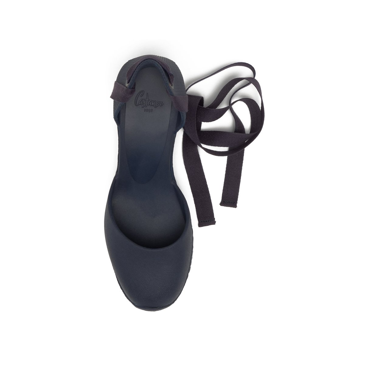 Espadrilles compensées avec rubans en coton biologique CAREEN PLATFORM bleu nuit, CASTANER