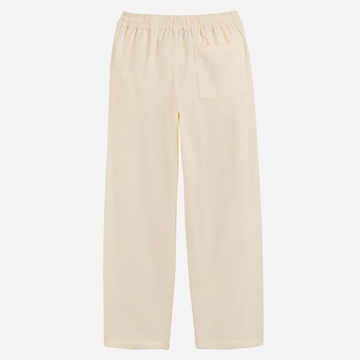 Pantalon droit, taille élastiquée, en coton et lin ecru, LA REDOUTE COLLECTIONS