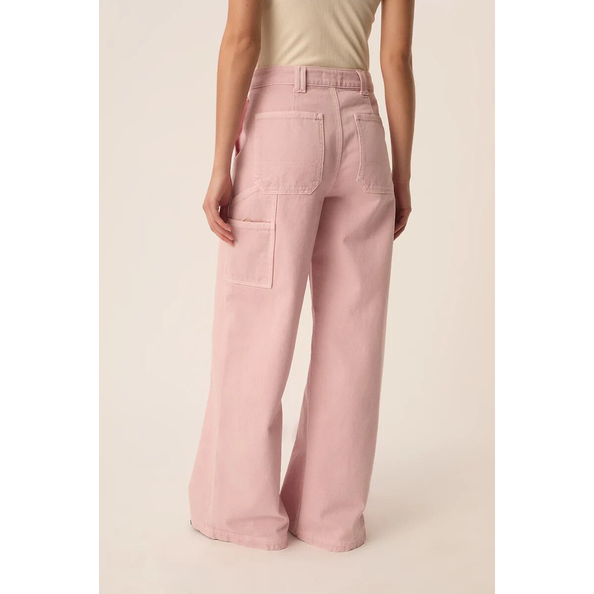 Pantalon large en coton, LUKA rose pale, DES PETITS HAUTS