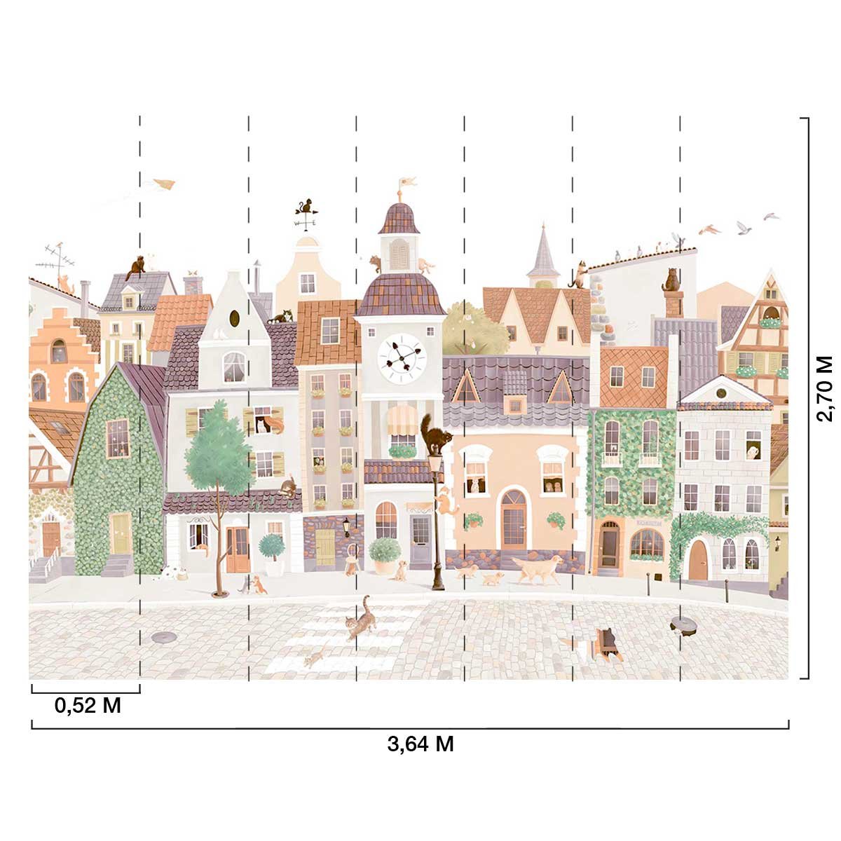 Papier enfant Village Cats multicolore, HEXOA