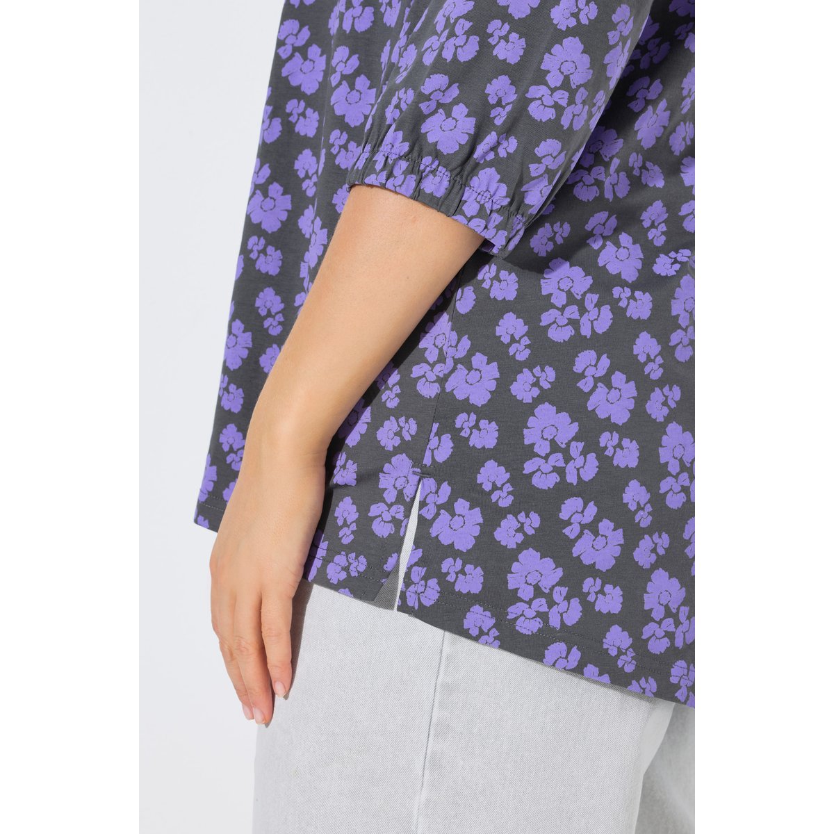 Blouse oversize, pli fantaisie gris graphite, ULLA POPKEN