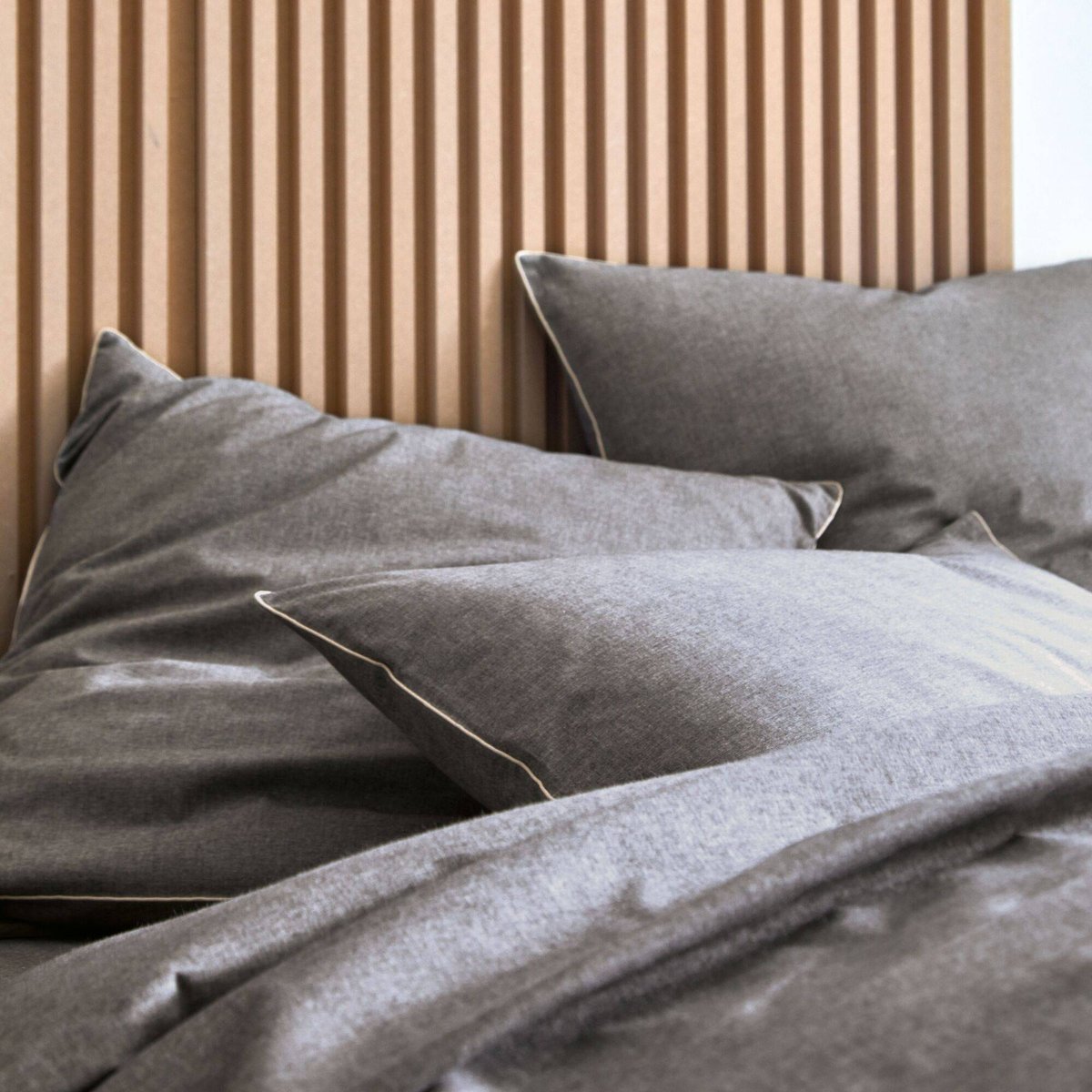 Housse de couette coton bio et recyclé - RESSOURCES anthracite, BLANC DES VOSGES