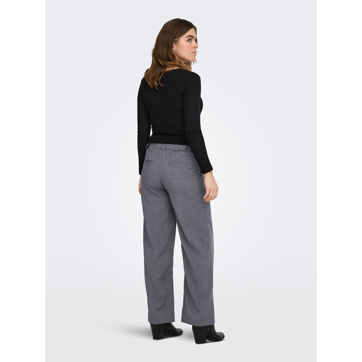 Pantalon À Jambe Large dark grey melange 1, ONLY