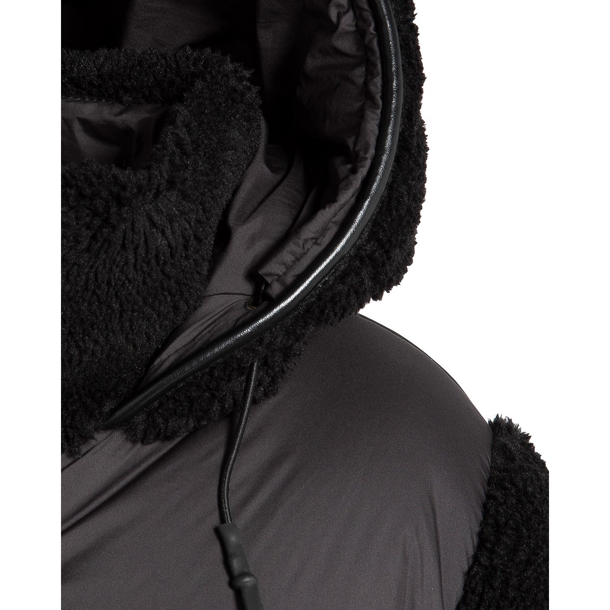 Doudoune sherpa à capuche bi-matière noir, SCHOTT