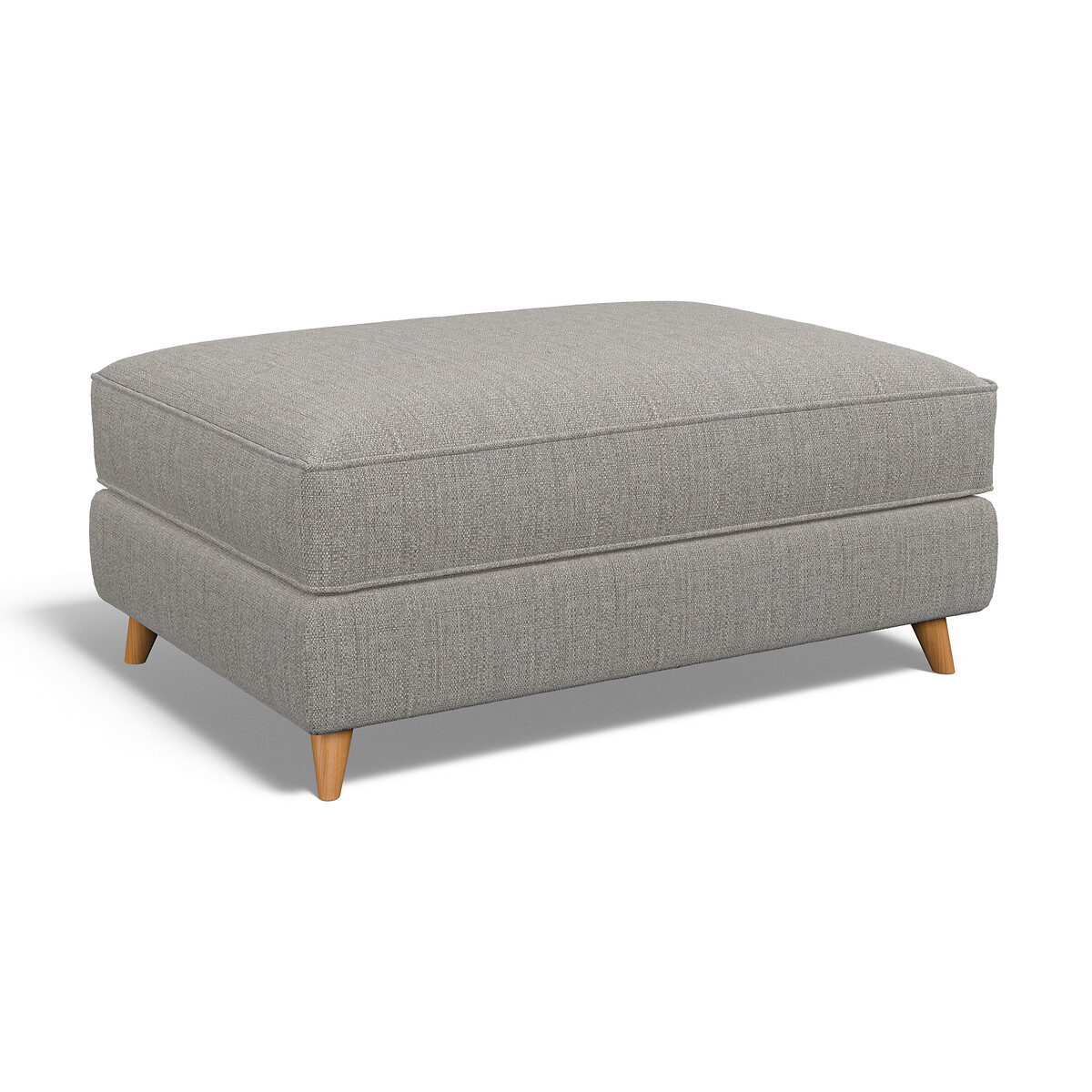 Amelia Tonal Basket Weave Footstool with Light Wood Legs zinc, ÉDITÉ