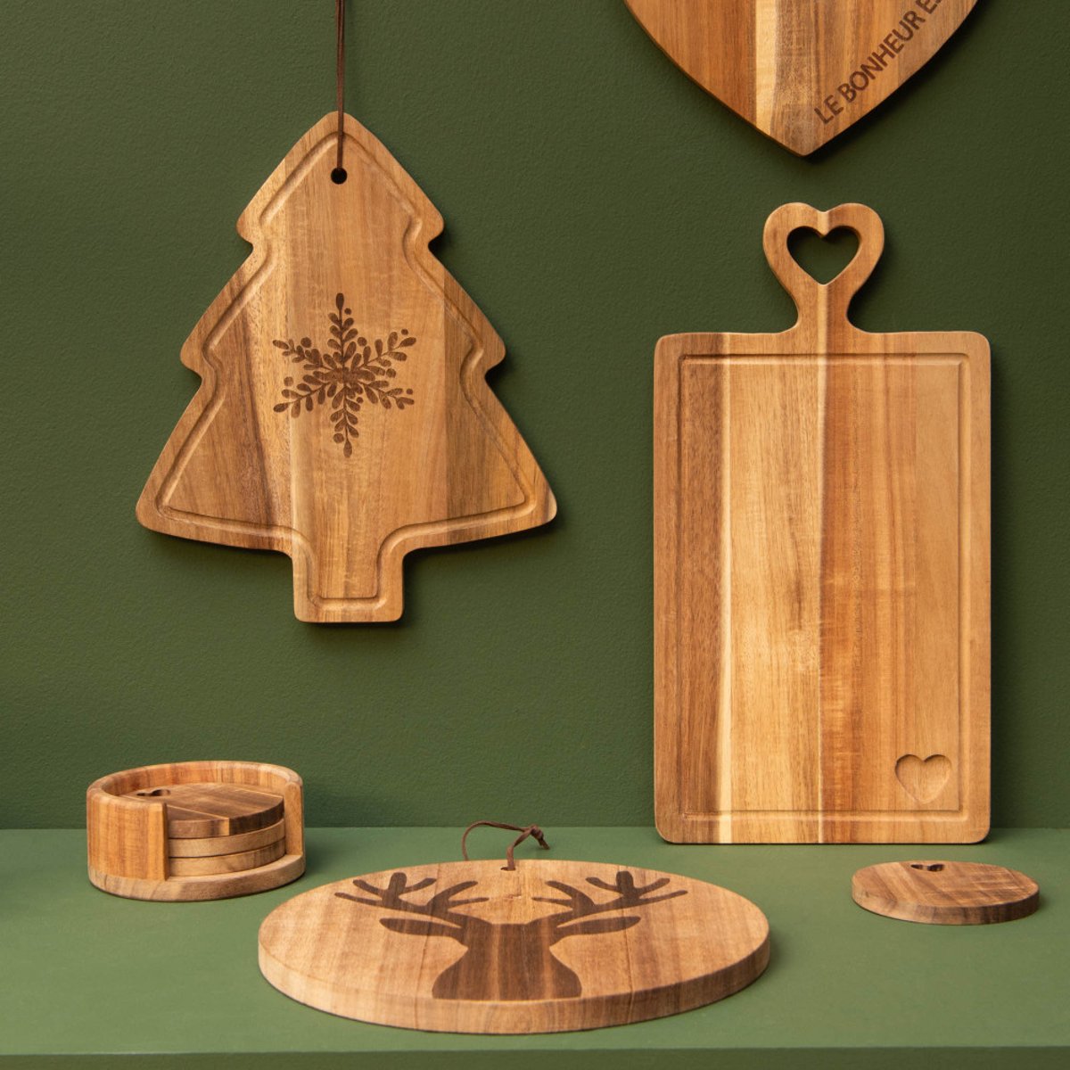 Planche forme sapin en bois marron, AMADEUS