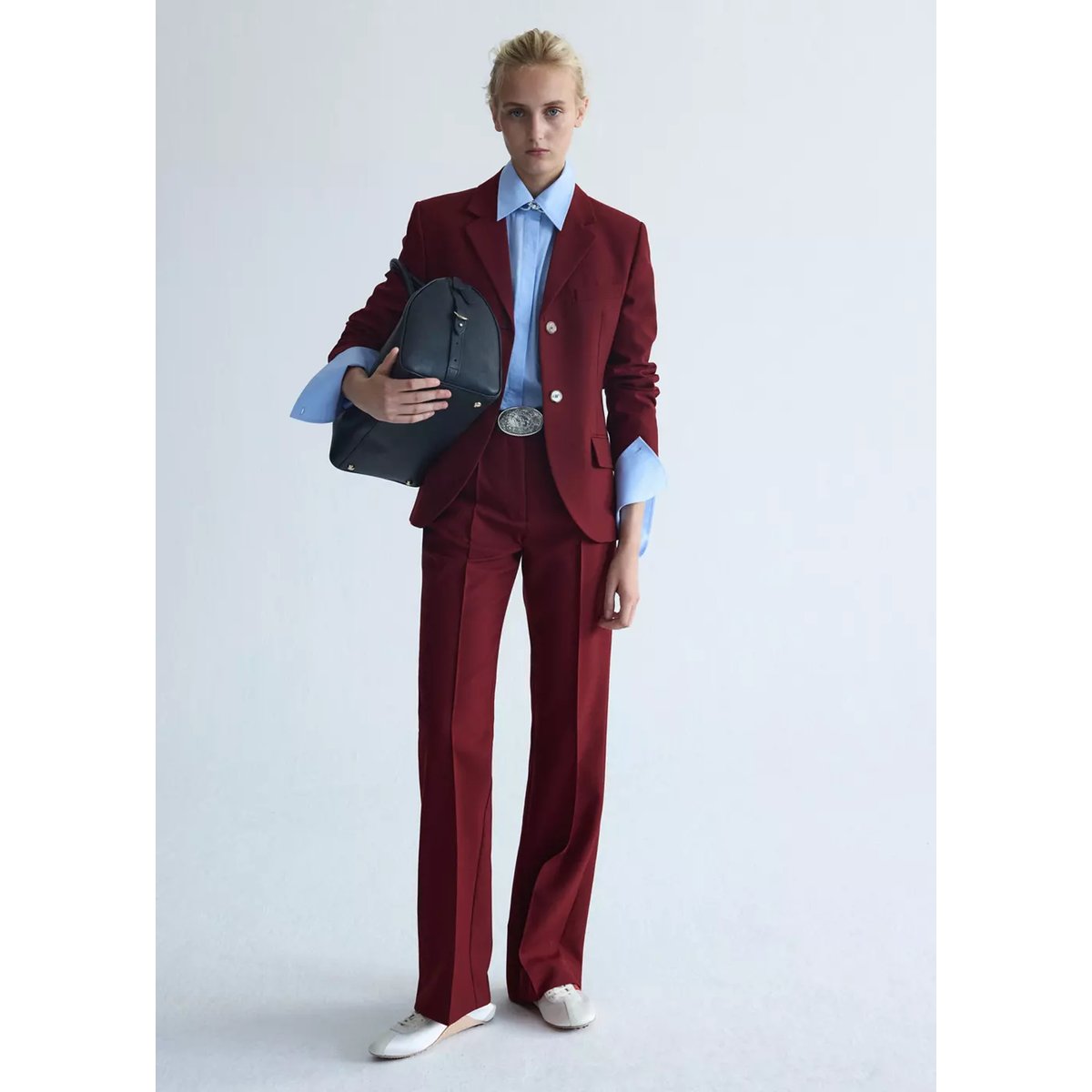 Blazer costume laine lie de vin, MANGO