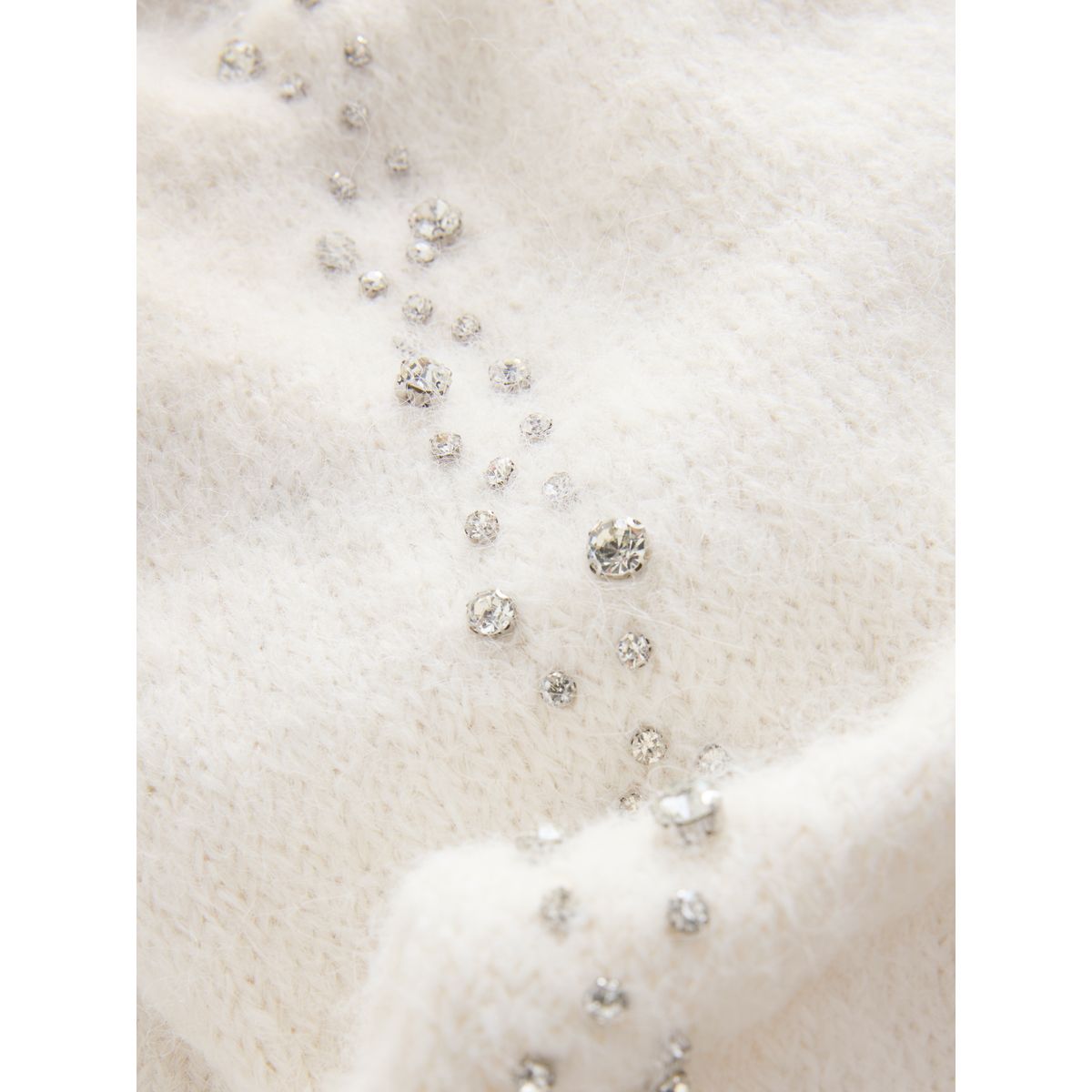 Pull avec manches ornées de pierres et laine ecru/blanc, NEXT