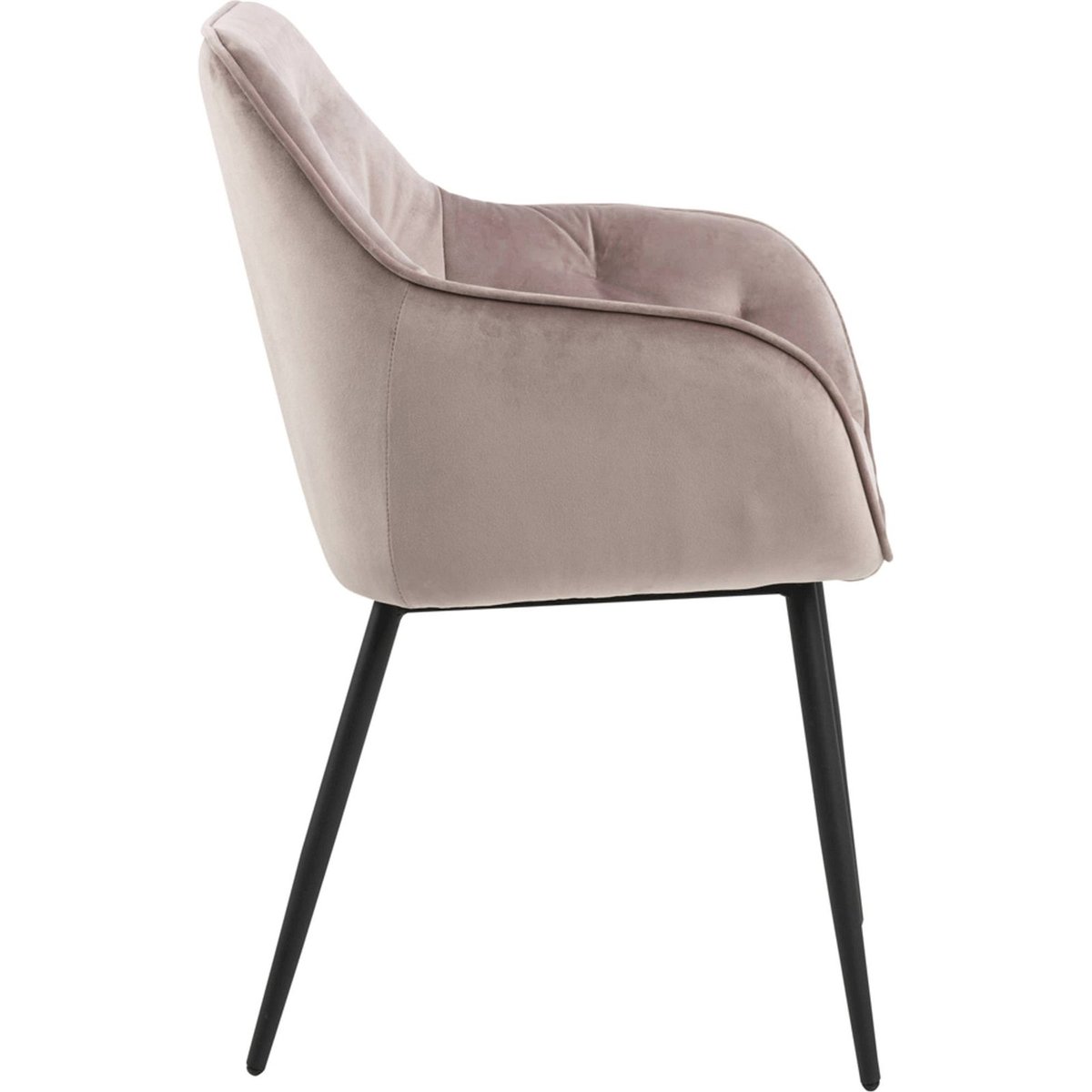 Chaise tapissée à accoudoirs en tissu bouclé rose poudré, RECOLLECTION