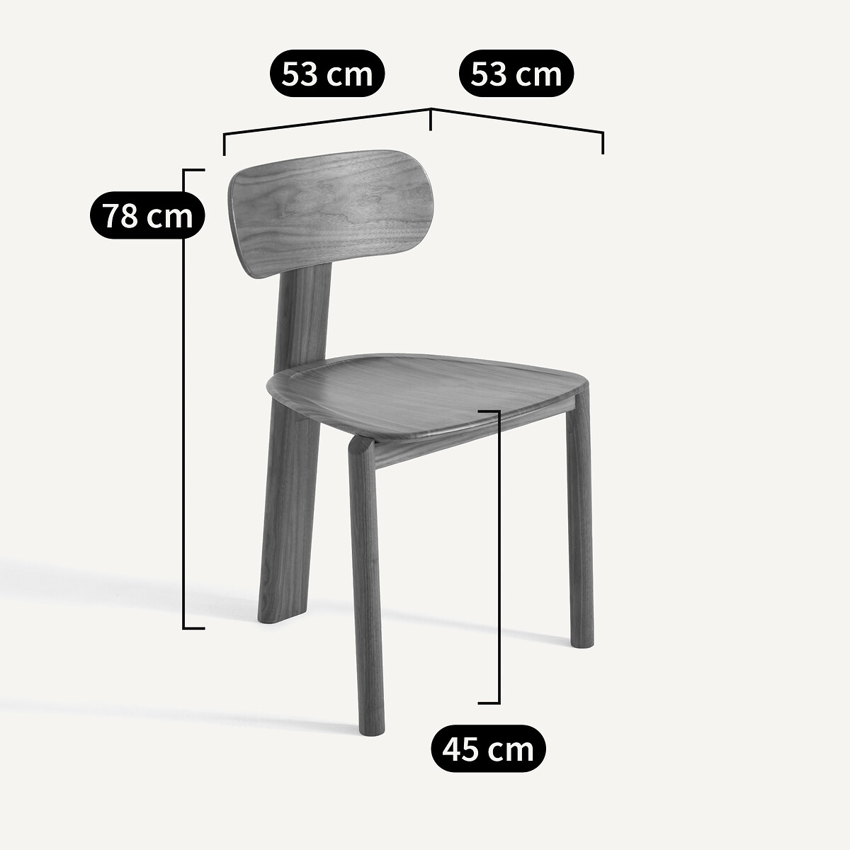 Chaise noyer et plaqué, 3 pieds, MARAIS noyer, AM.PM X EMMANUEL GALLINA