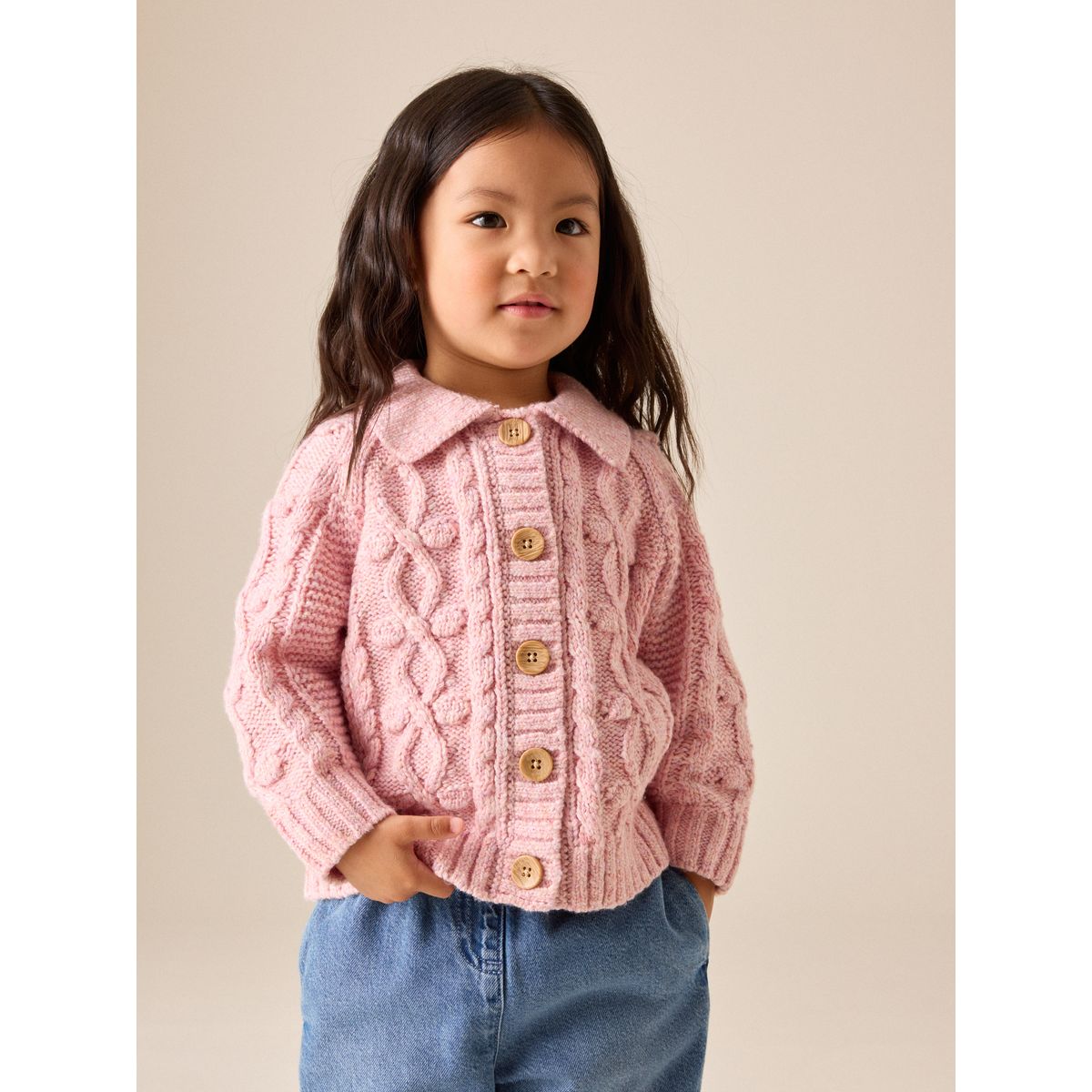 Cardigan épais à boules rose, NEXT