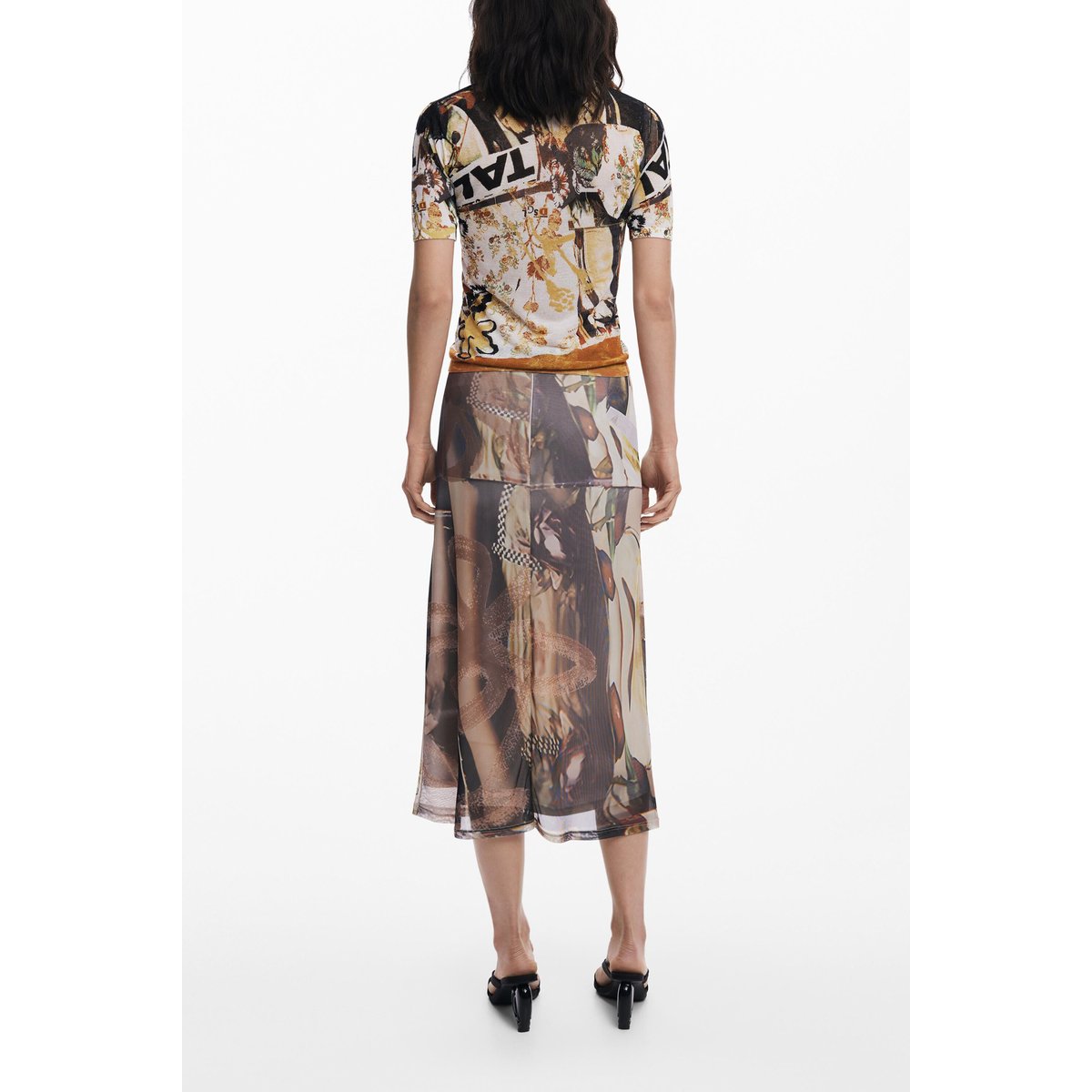 Jupe en tulle collage gris, DESIGUAL
