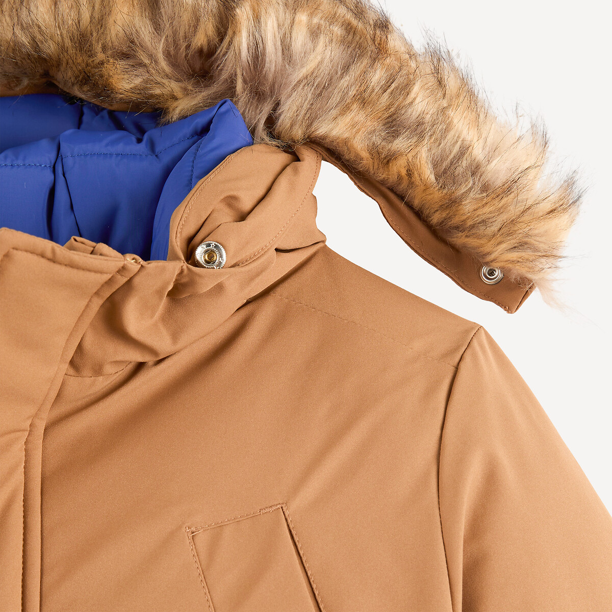 Warmer Parka mit Kapuze und abnehmbarem Kunstfellbesatz kamel, LA REDOUTE COLLECTIONS