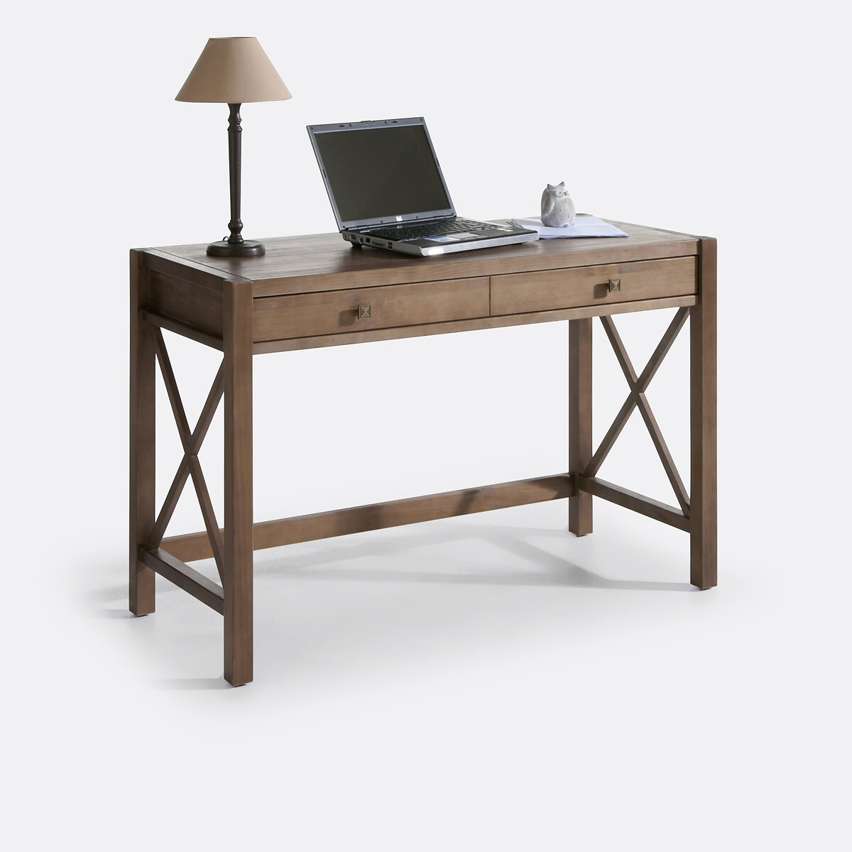 Derry solid pine desk light teak wood So home La Redoute