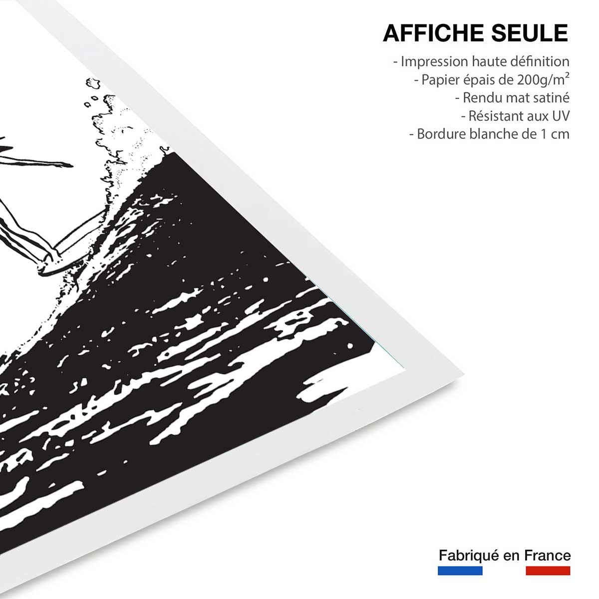 Poster surfeuse longboard affiche seule, HEXOA