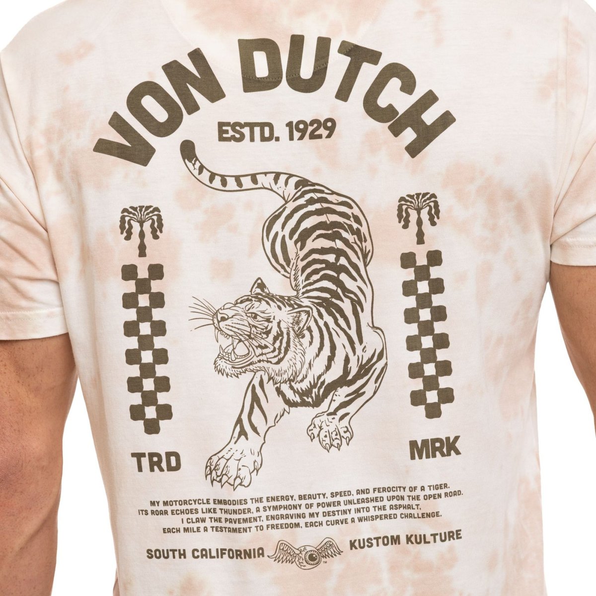 Tee Shirt en coton SOUTH beige/rose pâle/marron, VON DUTCH