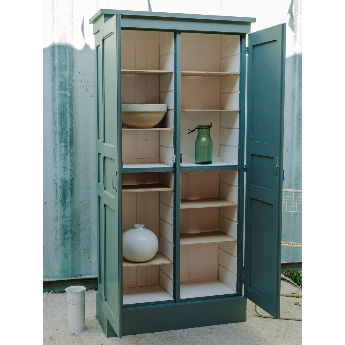 Armoire en bois vert Blandine N°527 - Bon état vert, DEBONGOUT