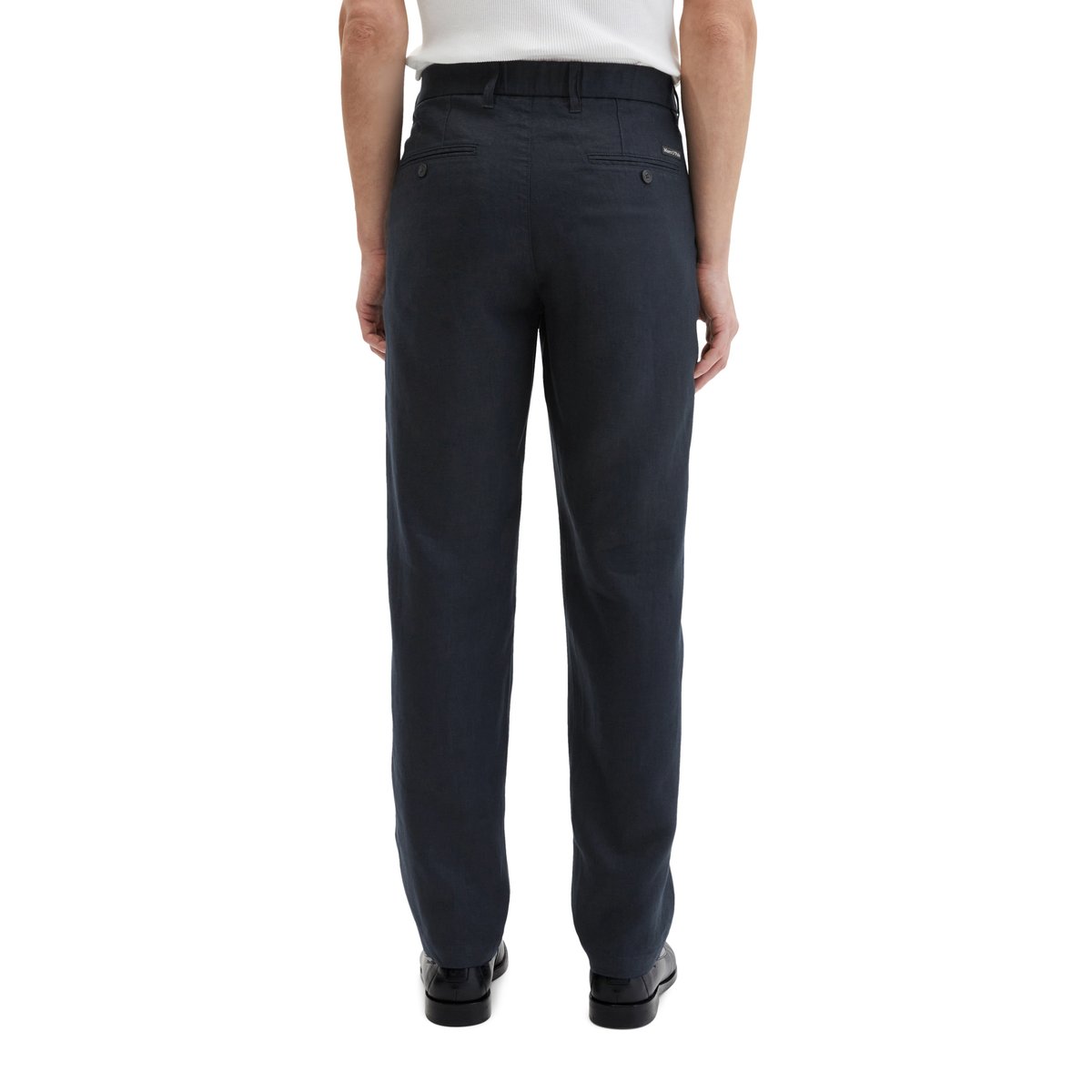 Pantalon en lin modèle Osby Jogger pleats avec ceinture élastique bleu foncé, MARC O'POLO