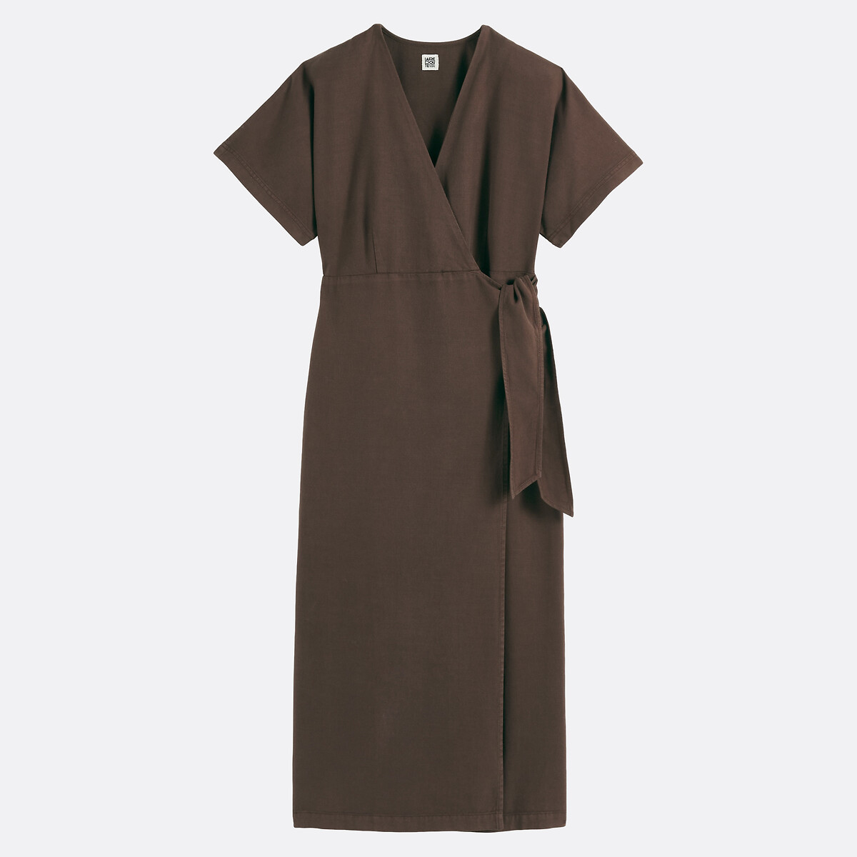 Robe portefeuille midi manches courtes marron foncé, LA REDOUTE COLLECTIONS