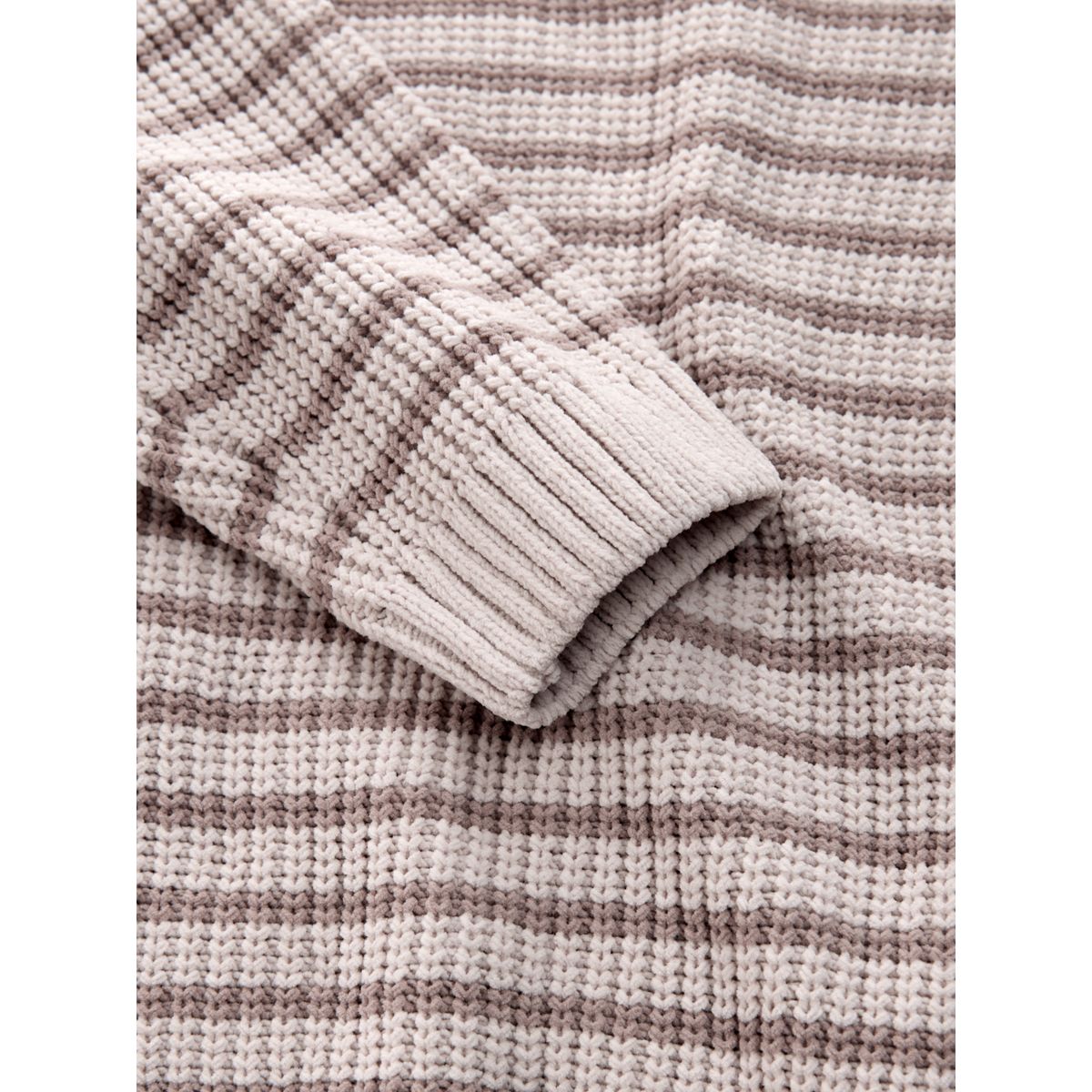 Pull ras du cou en maille chenille à rayures naturel, NEXT