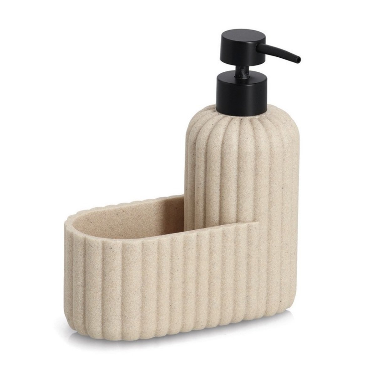 Pompe à savon porte-éponge cuisine beige, ZELLER PRESENT