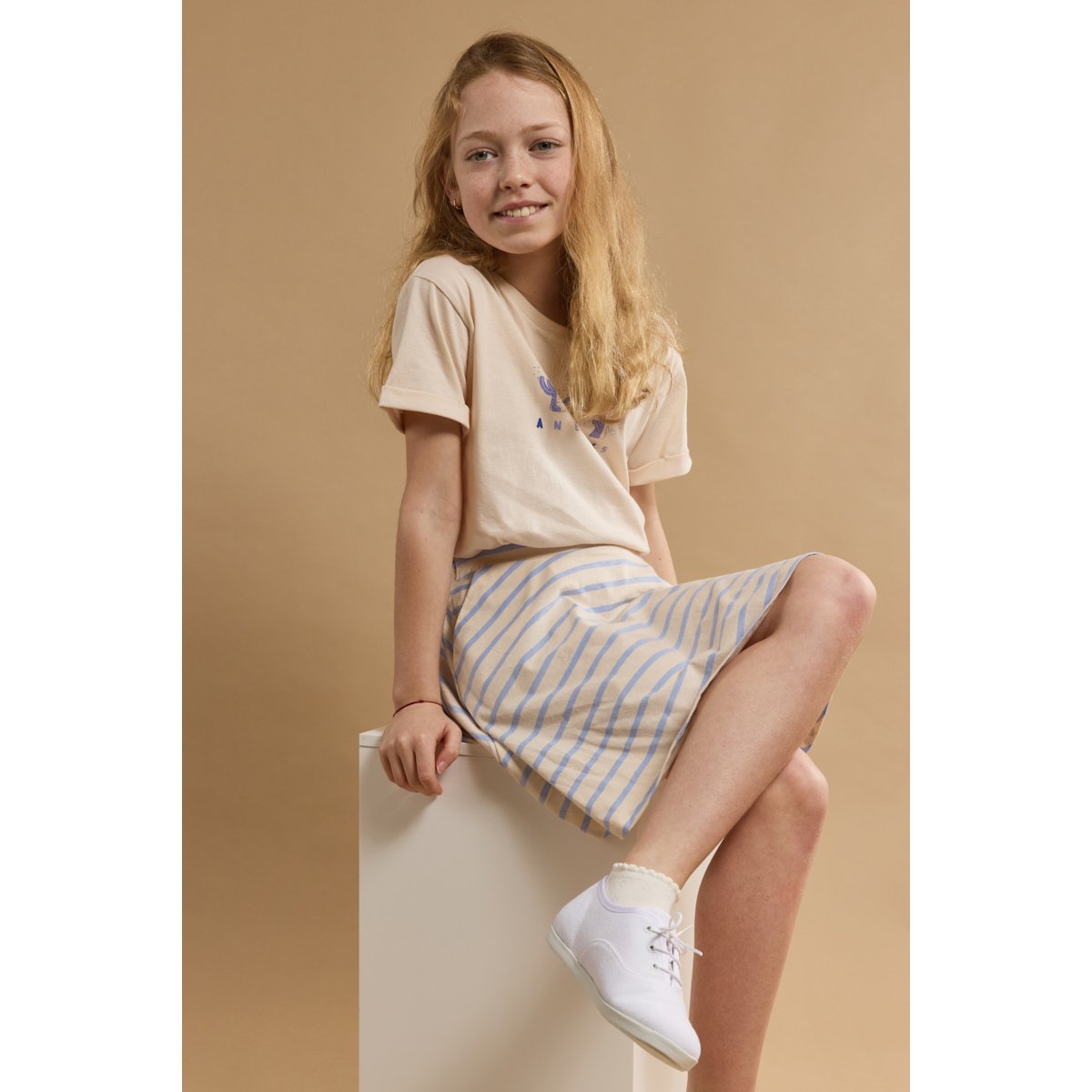 Jupe rayée en coton léger KIDS marmo/bleu lavande e24, ARMOR-LUX