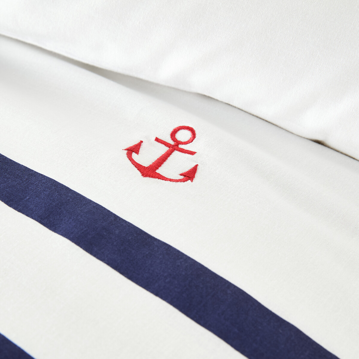 Housse de couette pur coton, Malo blanc/marine, LA REDOUTE INTERIEURS