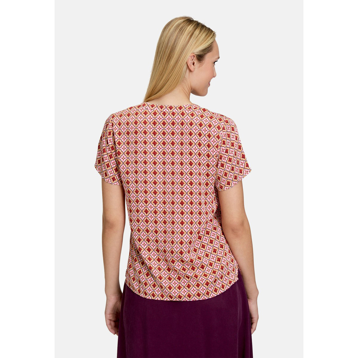 T-shirt façon blouse à ruches cream/rosé, CARTOON