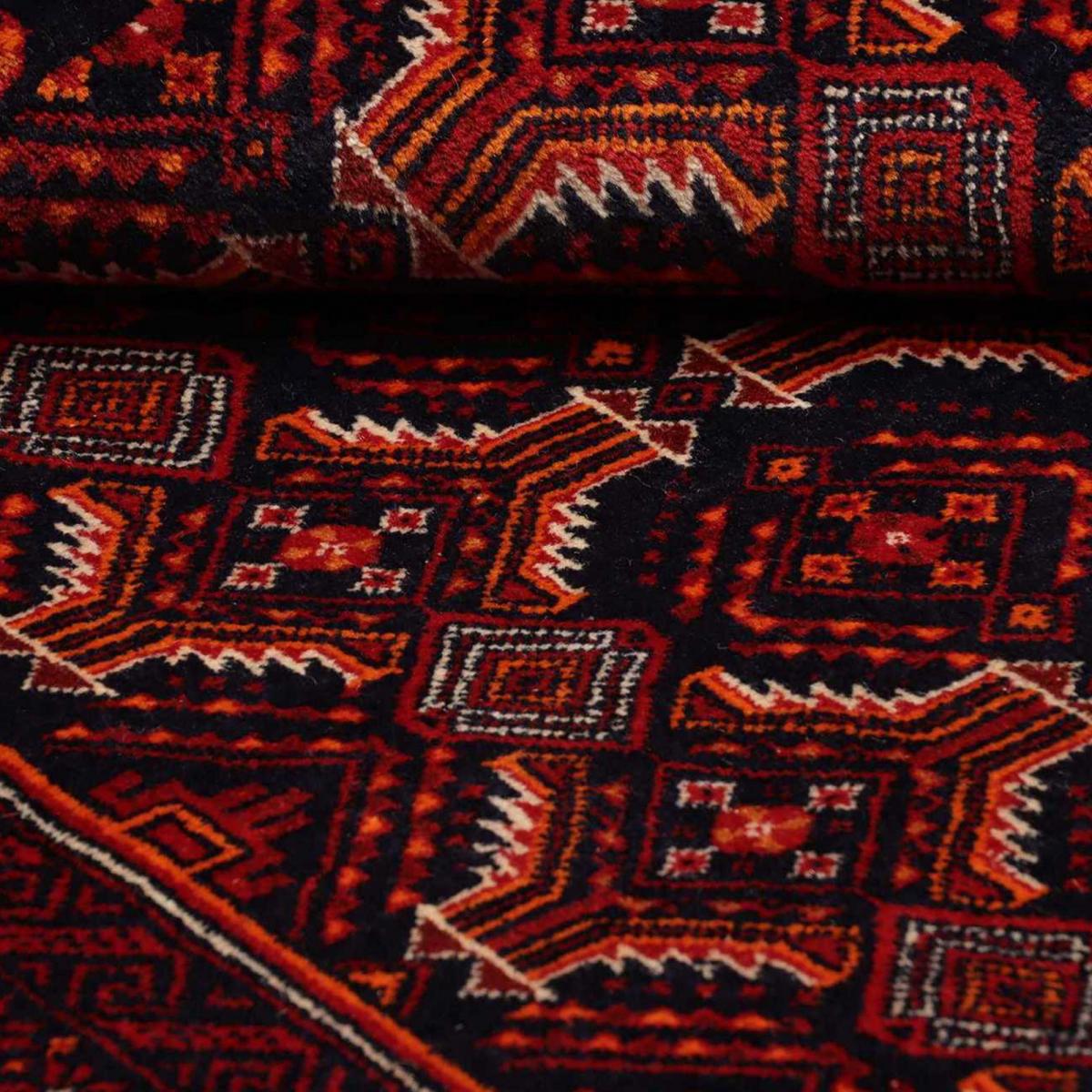 Tapis salon au motif traditionnel, noué à la main, BALUTSCH 8 bordeaux, noir, rouge, UN AMOUR DE TAPIS