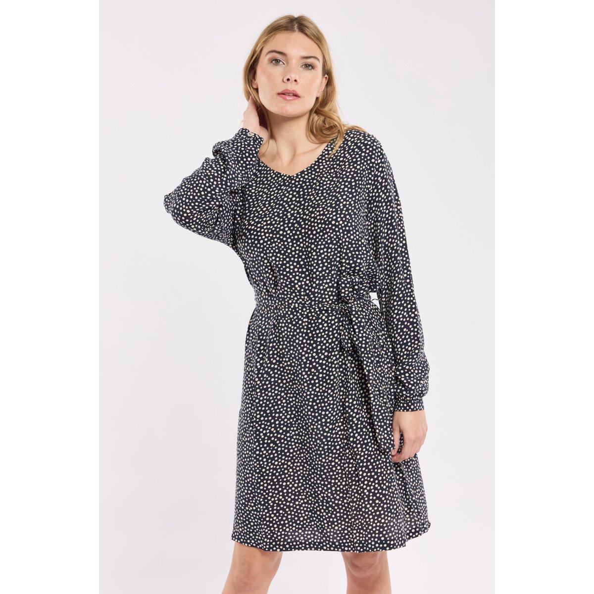 Robe imprimée champêtre en cupro imprimé pois seal, ARMOR-LUX