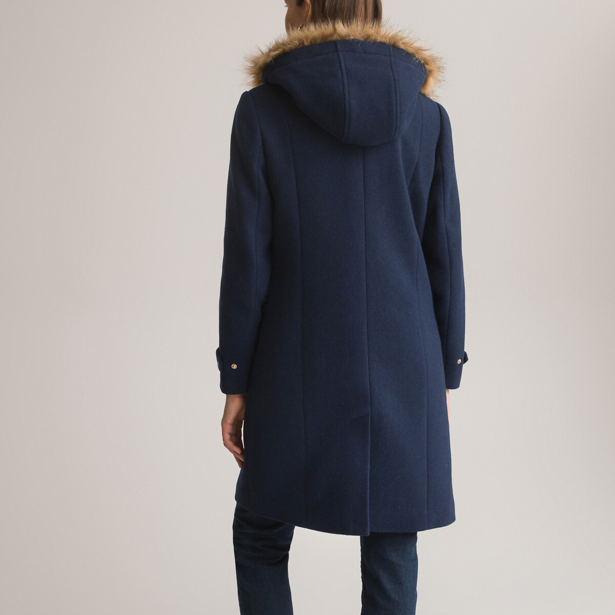 Mid-Length Hooded Coat with Zip Fastening navy blue, ANNE WEYBURN