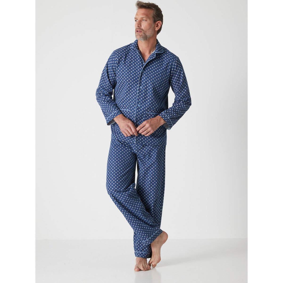 Pyjama classique polyester coton imprimé marine, DAXON