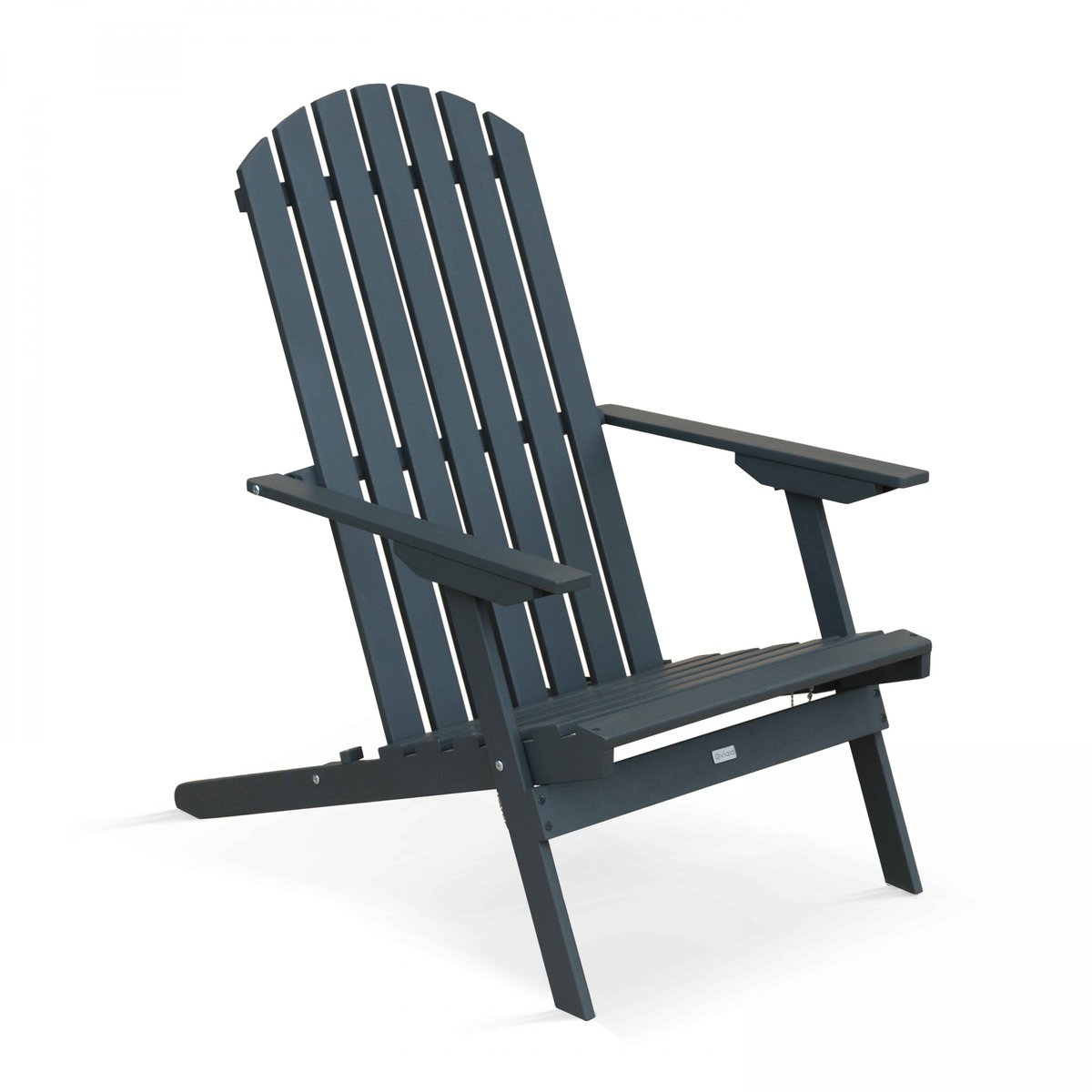 Fauteuil relax pliant en bois d'eucalyptus CALGARY gris anthracite, OVIALA