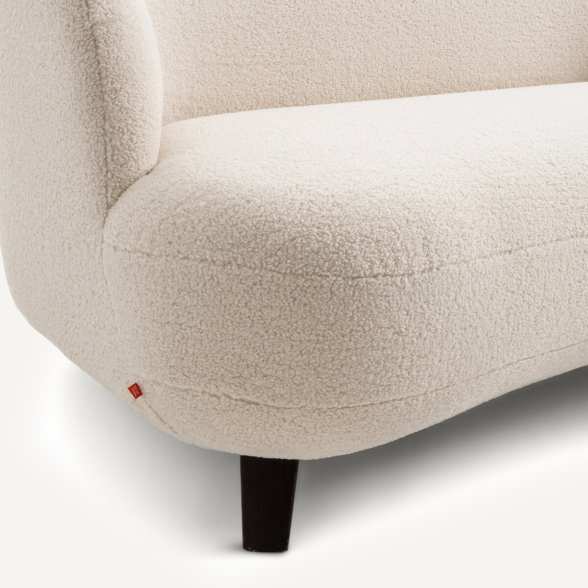 Canapé droit, 5 places, en polyester bouclette, ROSEBURY craie, AM.PM X EMMANUEL GALLINA