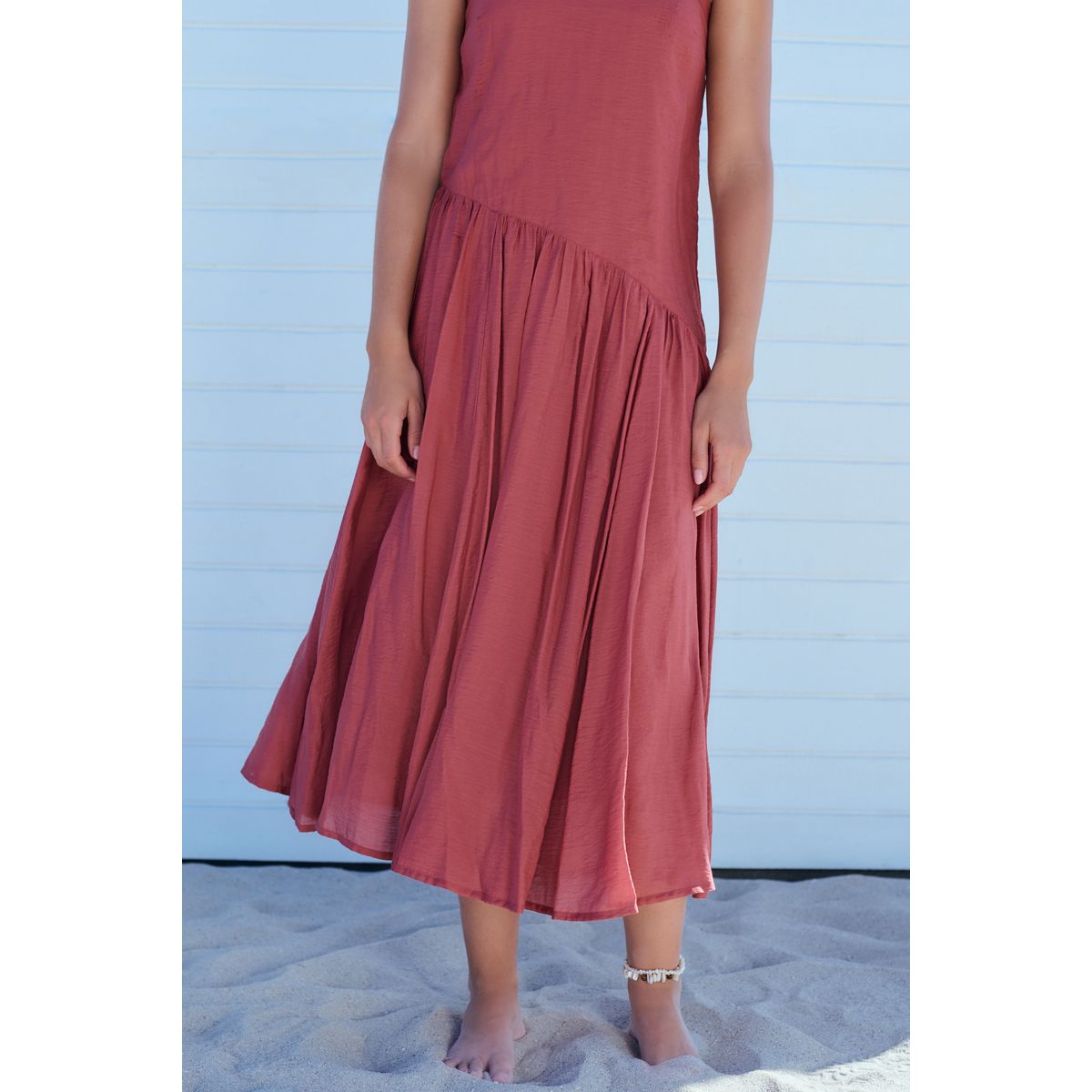 Robe longue style nuisette à taille basse violet prune, NEXT