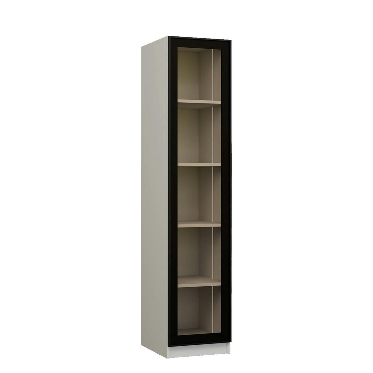 Vitrine colonne à LED décor blanc et noir 5 étagères AURA blanc, PIER IMPORT