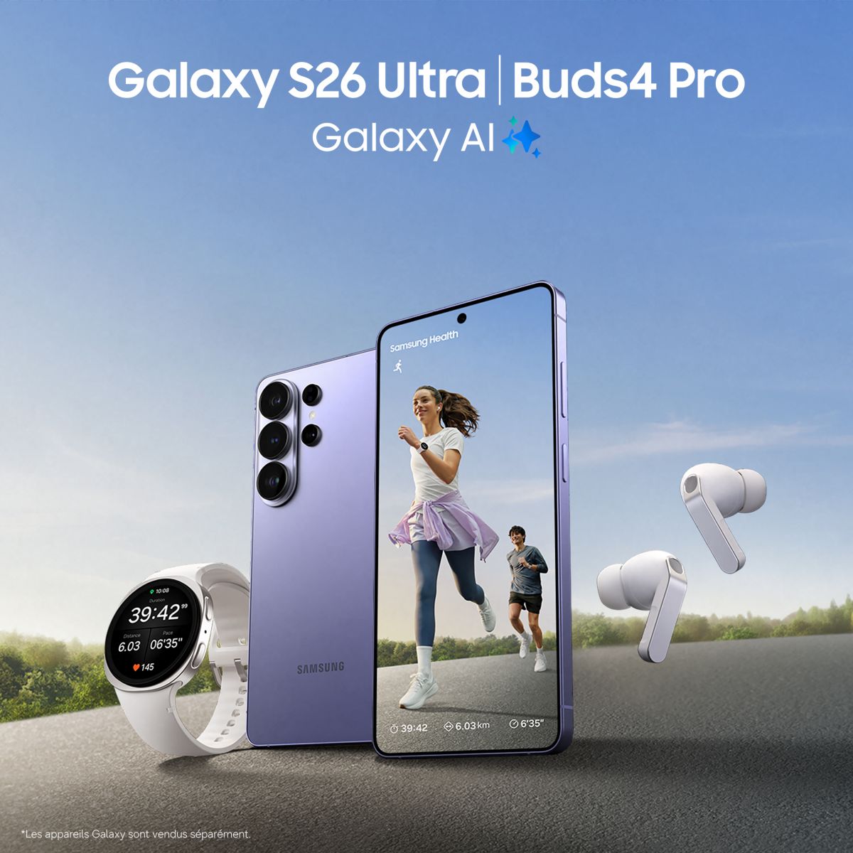 Smartphone Galaxy S26 Ultra Blanc 256Go couleur unique, SAMSUNG