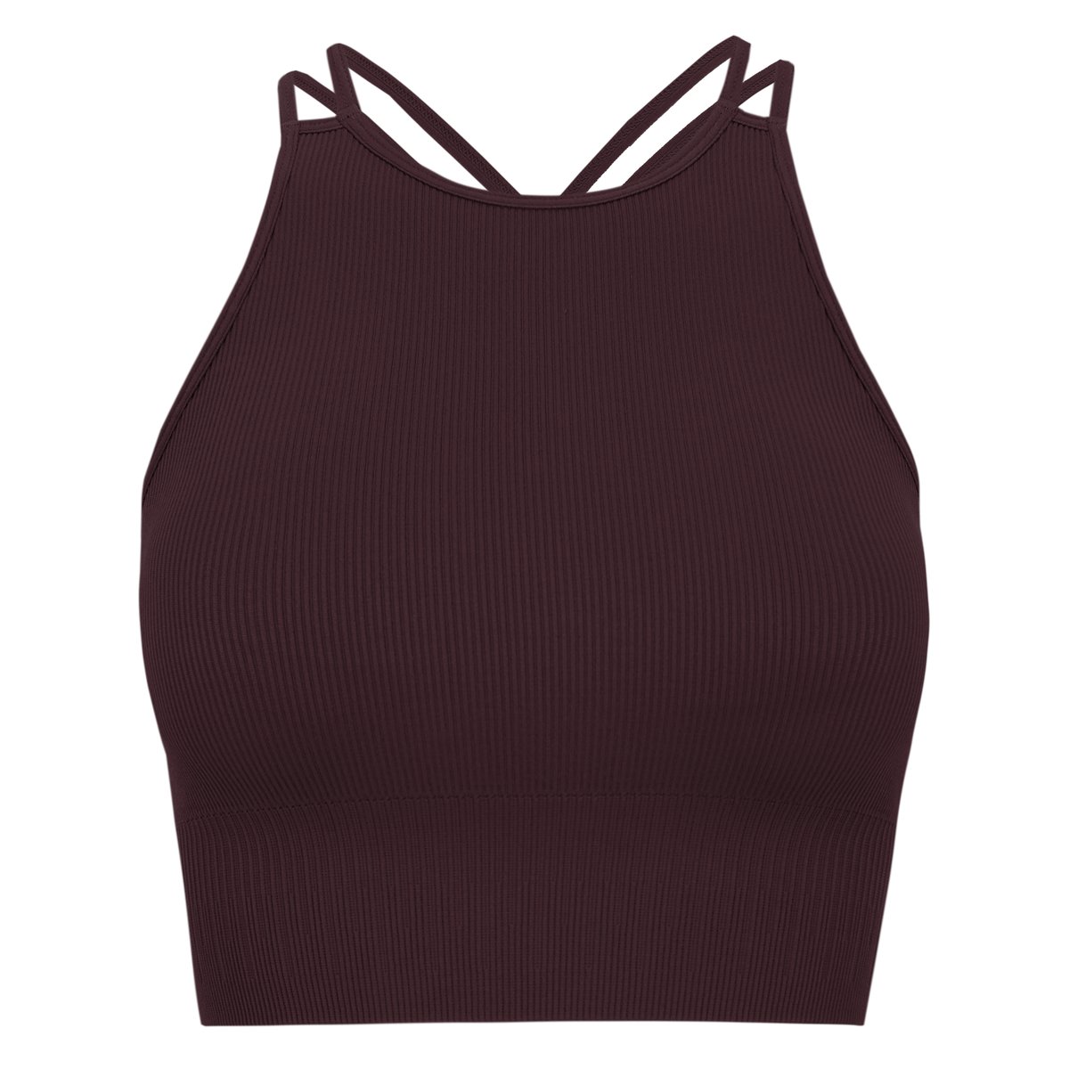 Brassière de sport femme Naia maintien moyen bretelles coussinets amovibles vin cerise, BORN