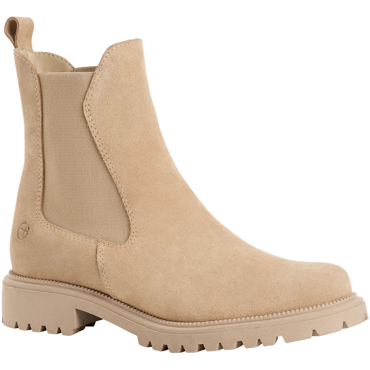 Boots chelsea en cuir beige, TAMARIS