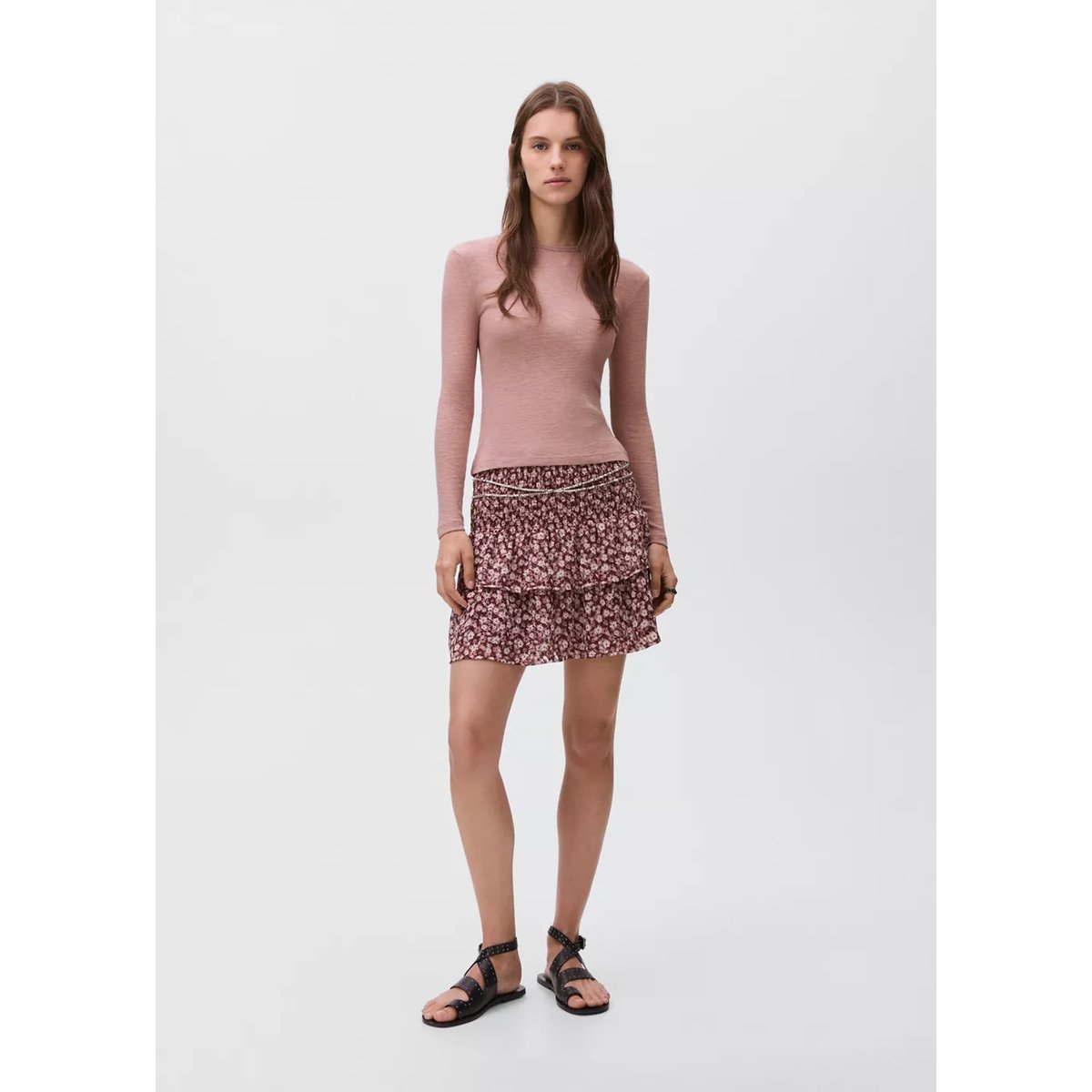 T-shirt maille manches longues rose pâle, MANGO TEEN