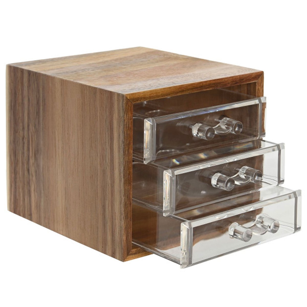 Organisateur rangement salle de bain en acacia 3 tiroirs 14x13x11.5cm bois, WADIGA